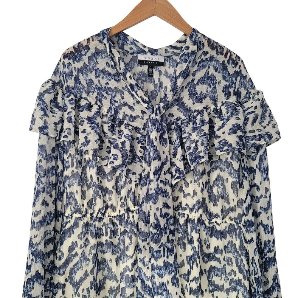 50% Off! For 3 Days! Eloquii- Puff Sleeve flare dress- blue in color- size 16 - Picture 3 of 9